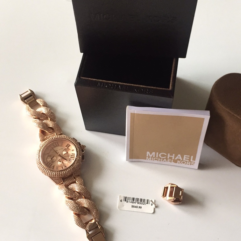 Rose gold stone covered Michael Kors watch. - Picture 2 of 5